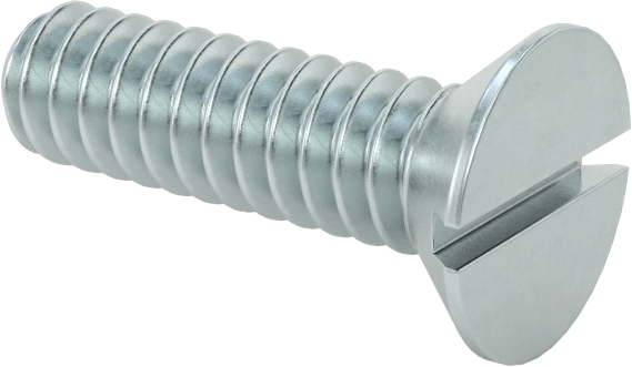 Çinko Kaplı Çelik Oluklu Düz Başlı Vidalar, 6-32 Diş Boyutu, 1/2" Uzunluk