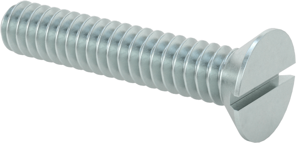Çinko Kaplı Çelik Oluklu Düz Başlı Vidalar, 6-32 Diş Boyutu, 3/4" Uzunluk