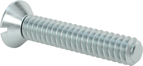 Çinko Kaplı Çelik Oluklu Düz Başlı Vidalar, 6-32 Diş Boyutu, 3/4" Uzunluk