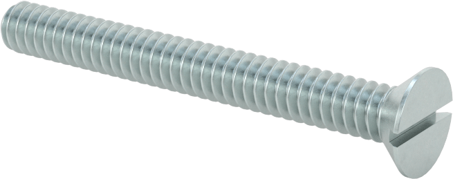 Çinko Kaplı Çelik Oluklu Düz Başlı Vidalar, 6-32 Diş Boyutu, 1-1/4" Uzunluk