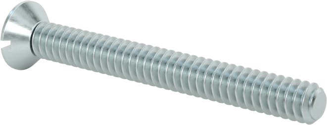 Çinko Kaplı Çelik Oluklu Düz Başlı Vidalar, 6-32 Diş Boyutu, 1-1/4" Uzunluk