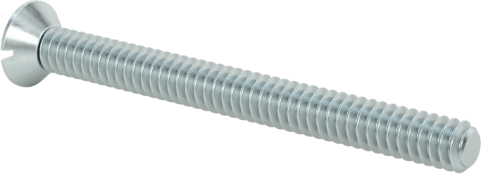 Çinko Kaplı Çelik Oluklu Düz Başlı Vidalar, 6-32 Diş Boyutu, 1-1/2" Uzunluk