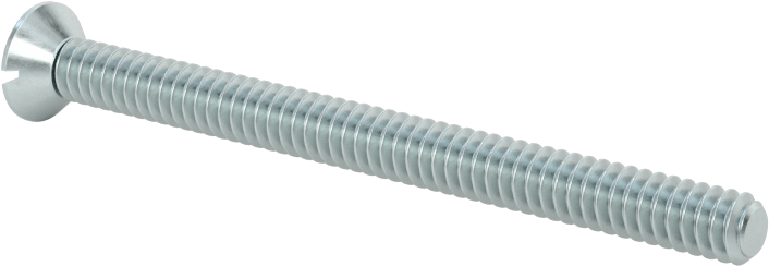 Çinko Kaplı Çelik Oluklu Düz Başlı Vidalar, 6-32 Diş Boyutu, 1-3/4" Uzunluk