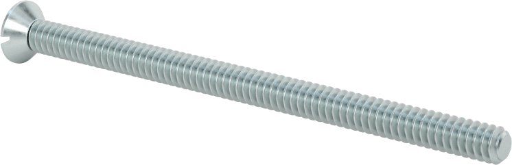Çinko Kaplı Çelik Oluklu Düz Başlı Vidalar, 6-32 Diş Boyutu, 2-1/4" Uzunluk