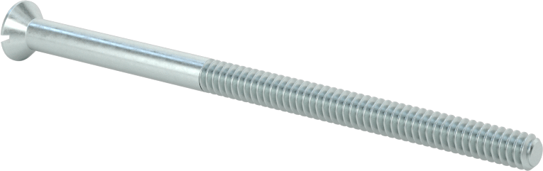 Çinko Kaplı Çelik Oluklu Düz Başlı Vidalar, 6-32 Diş Boyutu, 2-1/2" Uzunluk