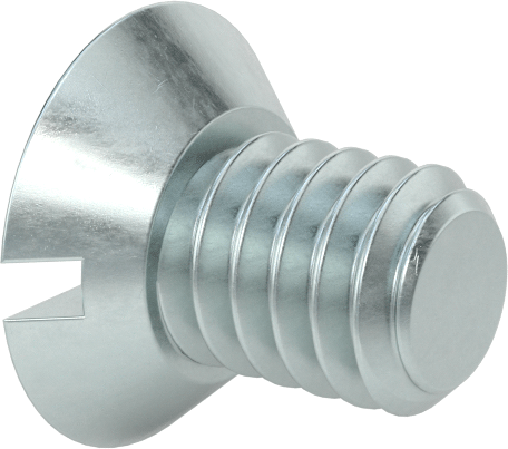 Çinko Kaplı Çelik Oluklu Düz Başlı Vidalar, 8-32 Diş Boyutu, 1/4" Uzunluk