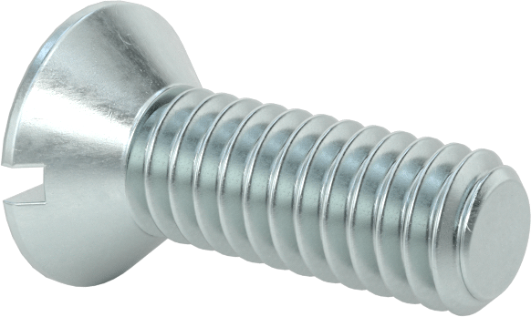 Çinko Kaplı Çelik Oluklu Düz Başlı Vidalar, 8-32 Diş Boyutu, 1/2" Uzunluk
