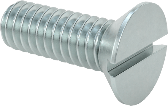 Çinko Kaplı Çelik Oluklu Düz Başlı Vidalar, 8-32 Diş Boyutu, 1/2" Uzunluk