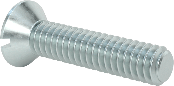 Çinko Kaplı Çelik Oluklu Düz Başlı Vidalar, 8-32 Diş Boyutu, 3/4" Uzunluk