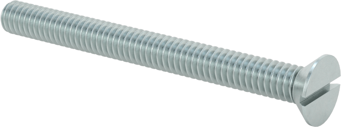 Çinko Kaplı Çelik Oluklu Düz Başlı Vidalar, 8-32 Diş Boyutu, 1-3/4" Uzunluk