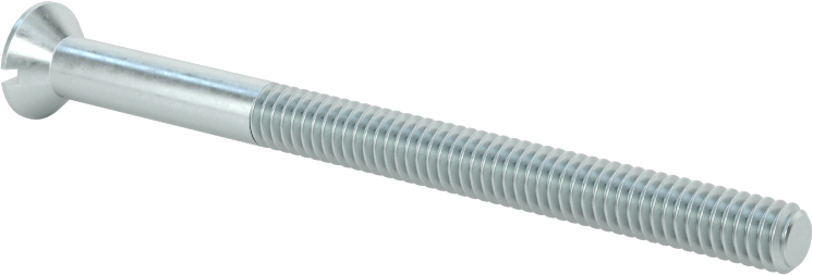 Çinko Kaplı Çelik Oluklu Düz Başlı Vidalar, 8-32 Diş Boyutu, 2-1/4" Uzunluk