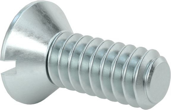 Çinko Kaplı Çelik Oluklu Düz Başlı Vidalar, 10-24 Diş Boyutu, 1/2" Uzunluk