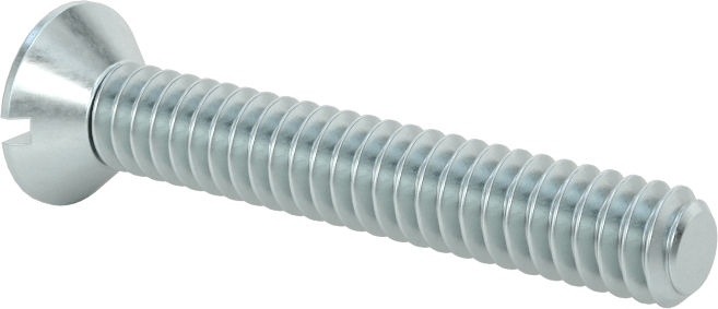 Çinko Kaplı Çelik Oluklu Düz Başlı Vidalar, 10-24 Diş Boyutu, 1-1/4" Uzunluk