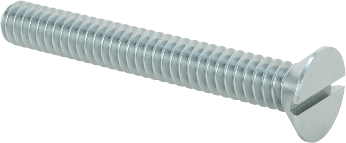 Çinko Kaplı Çelik Oluklu Düz Başlı Vidalar, 10-24 Diş Boyutu, 1-1/2" Uzunluk