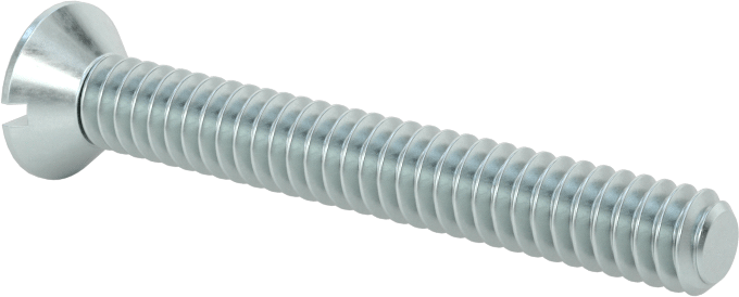 Çinko Kaplı Çelik Oluklu Düz Başlı Vidalar, 10-24 Diş Boyutu, 1-1/2" Uzunluk