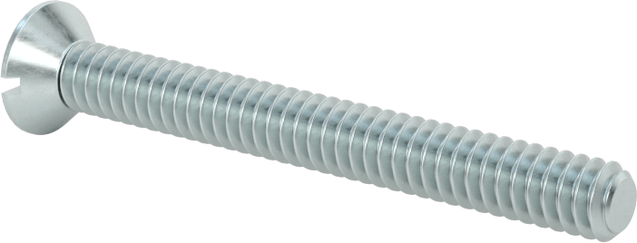 Çinko Kaplı Çelik Oluklu Düz Başlı Vidalar, 10-24 Diş Boyutu, 1-3/4" Uzunluk