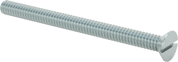 Çinko Kaplı Çelik Oluklu Düz Başlı Vidalar, 10-24 Diş Boyutu, 2-1/2" Uzunluk