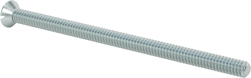 Çinko Kaplı Çelik Oluklu Düz Başlı Vidalar, 10-24 Diş Boyutu, 3-1/2" Uzunluk