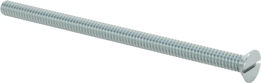 Çinko Kaplı Çelik Oluklu Düz Başlı Vidalar, 10-24 Diş Boyutu, 3-1/2" Uzunluk