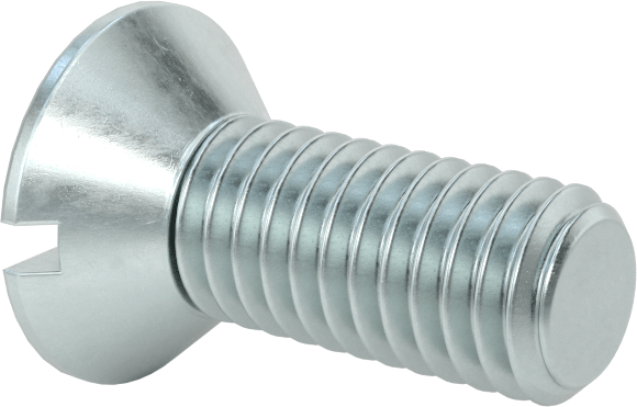 Çinko Kaplı Çelik Oluklu Düz Başlı Vidalar, 10-32 Diş Boyutu, 1/2" Uzunluk