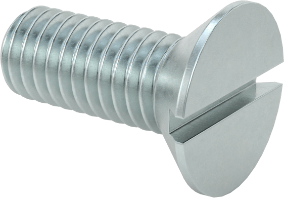 Çinko Kaplı Çelik Oluklu Düz Başlı Vidalar, 10-32 Diş Boyutu, 1/2" Uzunluk