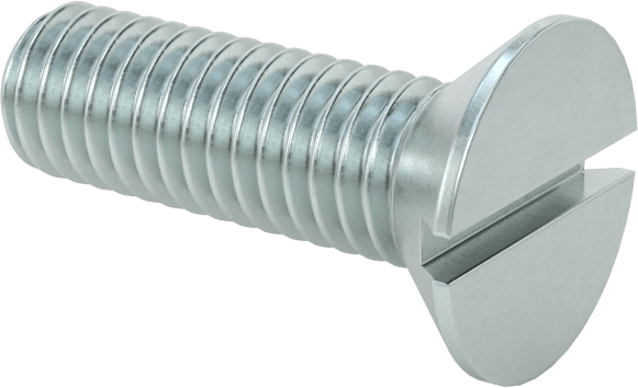 Çinko Kaplı Çelik Oluklu Düz Başlı Vidalar, 10-32 Diş Boyutu, 5/8" Uzunluk