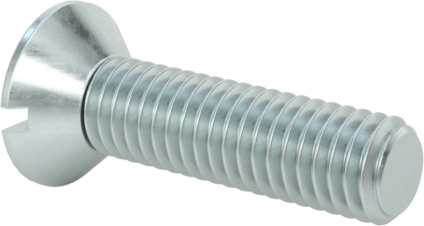 Çinko Kaplı Çelik Oluklu Düz Başlı Vidalar, 10-32 Diş Boyutu, 3/4" Uzunluk