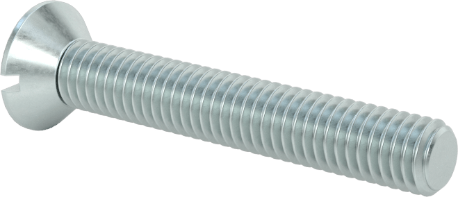 Çinko Kaplı Çelik Oluklu Düz Başlı Vidalar, 10-32 Diş Boyutu, 1-1/4" Uzunluk