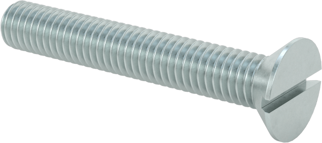 Çinko Kaplı Çelik Oluklu Düz Başlı Vidalar, 10-32 Diş Boyutu, 1-1/4" Uzunluk