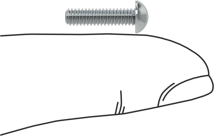 Çelik Dekoratif Yuvarlak Başlı Oluklu Vidalar, 5-40 Diş Boyutu, 1/2" Uzunluk