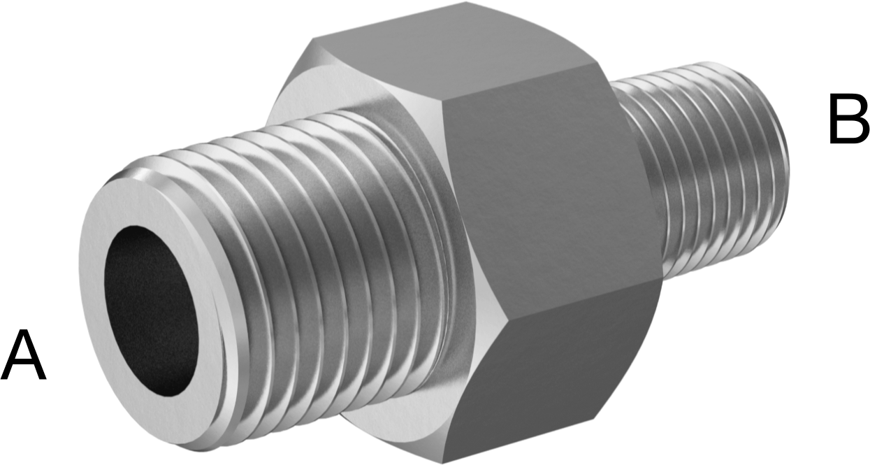 Düşük Basınçlı Paslanmaz Çelik Dişli Boru Bağlantı Parçası, 316 Paslanmaz Çelik Redüksiyon Adaptörü, 1/4 BSPP x 1/8 NPT Erkek