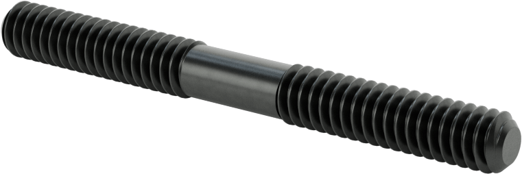 Siyah Oksit Çelik Her İki Ucu Dişli Kurulum Saplaması, 1/4"-20 Diş Boyutu, 2-1/2" Uzunluk, 1" Diş Uzunlukları
