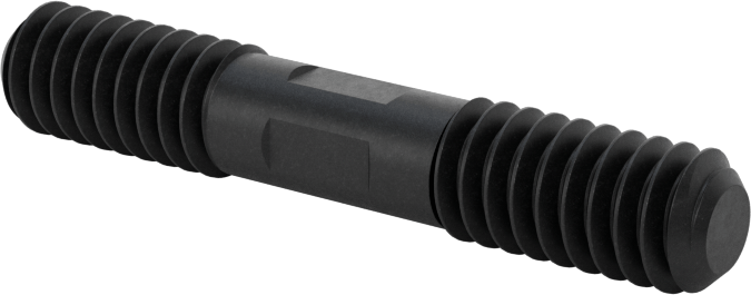 Siyah Oksit Çelik Her İki Ucu Dişli Kurulum Saplaması, 1/4"-20 Diş Boyutu, 1-1/2" Uzunluk, 1/2" Diş Uzunlukları