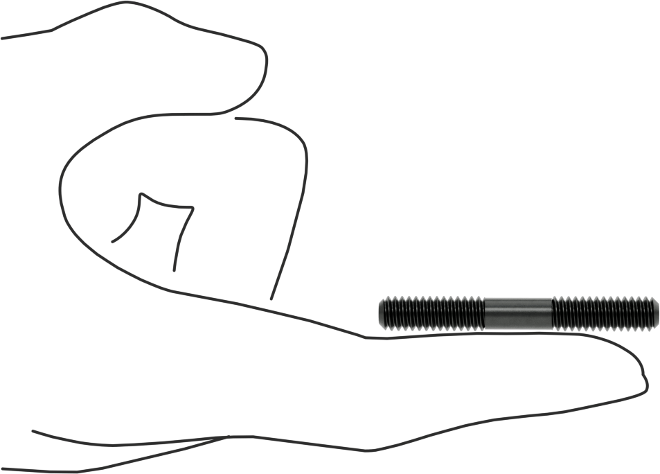 Siyah Oksit Çelik Her İki Ucu Dişli Kurulum Saplaması, 1/4"-20 Diş Boyutu, 2" Uzunluk, 3/4" Diş Uzunlukları