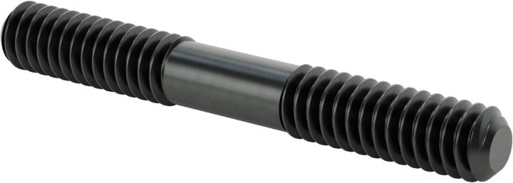 Siyah Oksit Çelik Her İki Ucu Dişli Kurulum Saplaması, 1/4"-20 Diş Boyutu, 2" Uzunluk, 3/4" Diş Uzunlukları