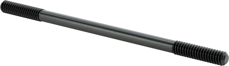 Siyah Oksit Çelik Her İki Ucu Dişli Kurulum Saplaması, 1/4"-20 Diş Boyutu, 5 inç Uzunluk, 1" Diş Uzunlukları