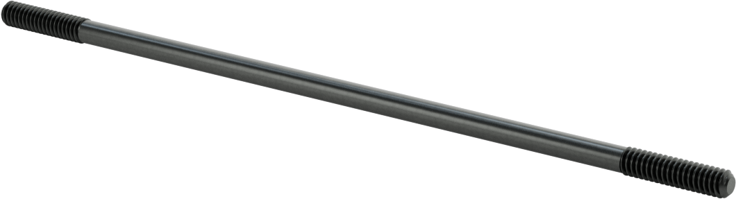 Siyah Oksit Çelik Her İki Ucu Dişli Kurulum Saplaması, 1/4"-20 Diş Boyutu, 8" Uzunluk, 1" Diş Uzunlukları