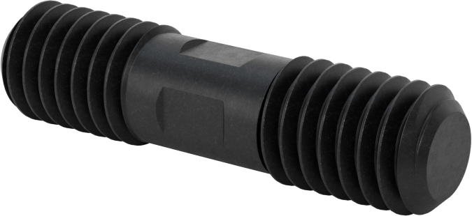 Siyah Oksit Çelik Her İki Ucu Dişli Kurulum Saplaması, 3/8"-16 Diş Boyutu, 1-1/2" Uzunluk, 1/2" Diş Uzunlukları