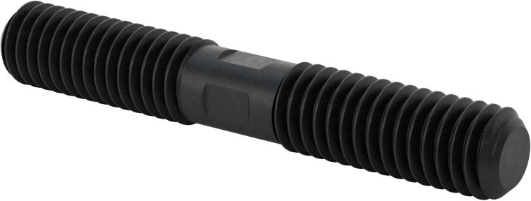 Siyah Oksit Çelik Her İki Ucu Dişli Kurulum Saplaması, 3/8"-16 Diş Boyutu, 2-1/2" Uzunluk