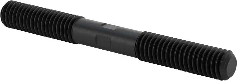 Siyah Oksit Çelik Her İki Ucu Dişli Kurulum Saplaması, 3/8"-16 Diş Boyutu, 3-1/2" Uzunluk