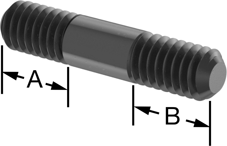 Siyah Oksit Çelik Her İki Ucu Dişli Kurulum Saplaması, 5/16"-18 Diş Boyutu, 1-1/2" Uzunluk, 1/2" Diş Uzunlukları