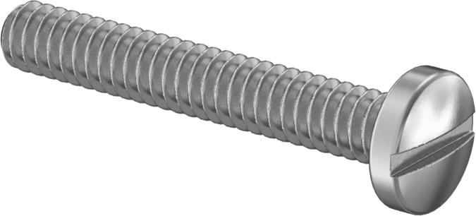 Çinko Kaplı Çelik Silindir Başlı Oluklu Vidalar, 10-24 Diş Boyutu, 1-1/4" Uzunluk