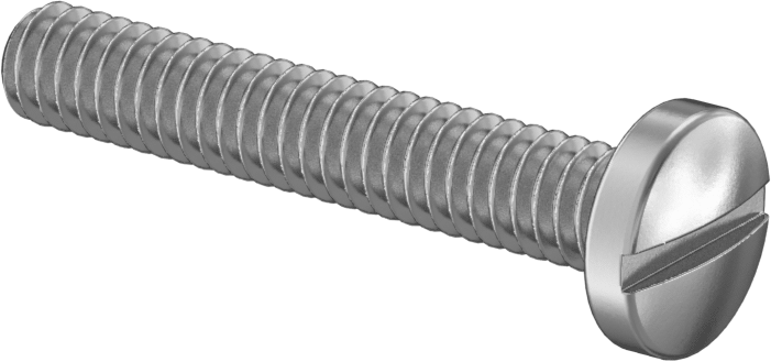 Çinko Kaplı Çelik Silindir Başlı Oluklu Vidalar, 1/4"-20 Diş Boyutu, 1-1/2" Uzunluk
