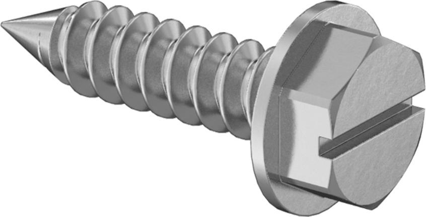 18-8 Paslanmaz Çelik Sac Metal için Flanşlı Altıgen Başlı Vidalar, 10 Numaralı Boyut, 3/4" Uzunluk
