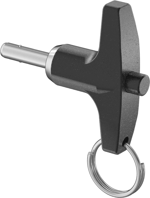Halka ile T-Kollu Kilitli Hızlı Açma Pimi, 17-4 PH Paslanmaz Çelik, 3/16" Çap, 1/2" Kullanılabilir Uzunluk