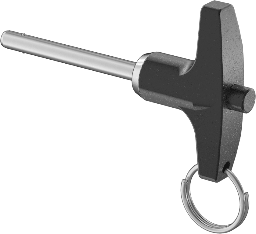 Halka ile T-Kollu Kilitli Hızlı Açma Pimi, 17-4 PH Paslanmaz Çelik, 3/16" Çap, 1-1/2" Kullanılabilir Uzunluk