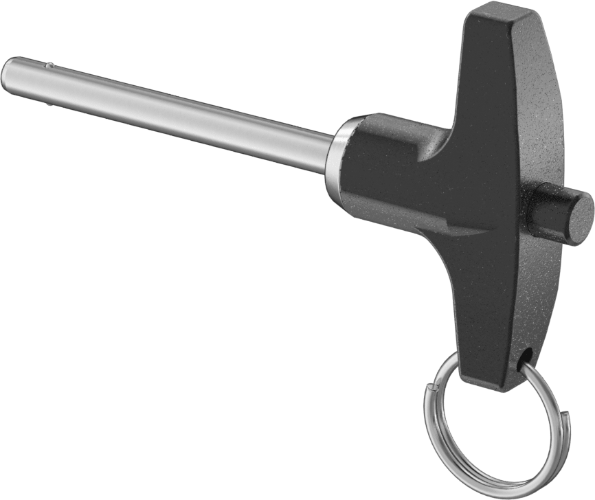 Halka ile T-Kollu Kilitli Hızlı Açma Pimi, 17-4 PH Paslanmaz Çelik, 3/16" Çap, 1-3/4" Kullanılabilir Uzunluk