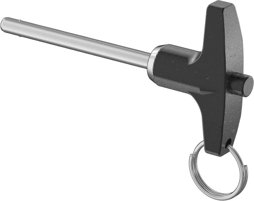Halka ile T-Kollu Kilitli Hızlı Açma Pimi, 17-4 PH Paslanmaz Çelik, 3/16" Çap, 2" Kullanılabilir Uzunluk