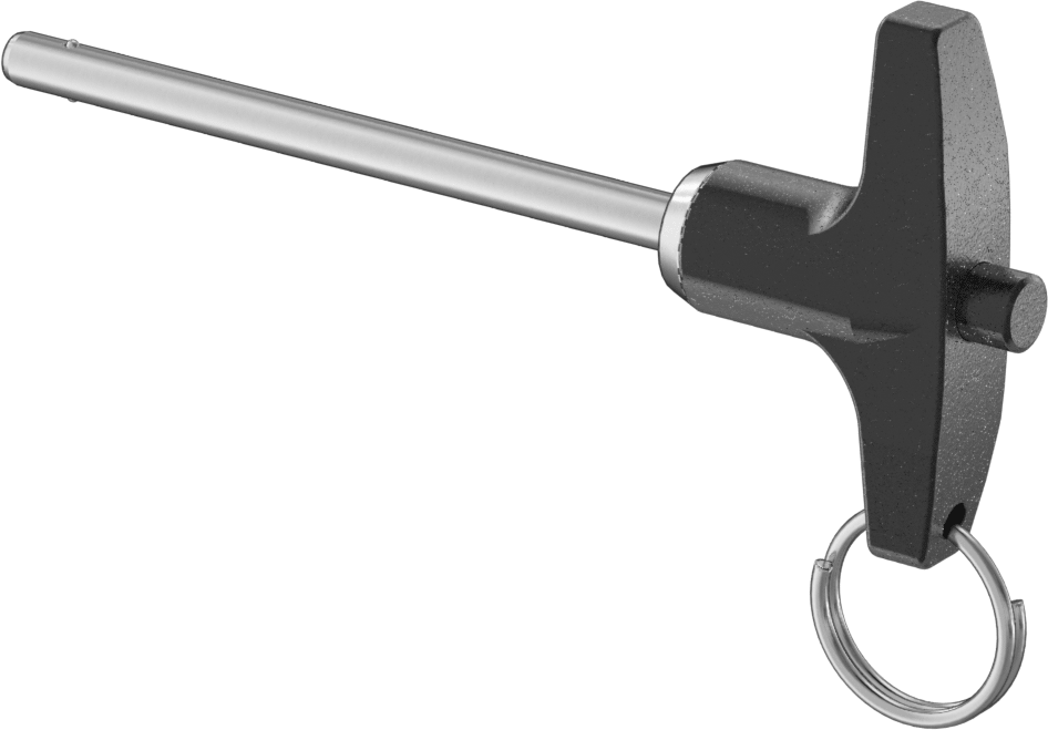 Halka ile T-Kollu Kilitli Hızlı Açma Pimi, 17-4 PH Paslanmaz Çelik, 3/16" Çap, 2-1/2" Kullanılabilir Uzunluk