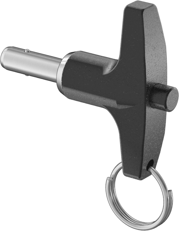 Halka ile T-Kollu Kilitli Hızlı Açma Pimi, 17-4 PH Paslanmaz Çelik, 1/4" Çap, 1/2" Kullanılabilir Uzunluk